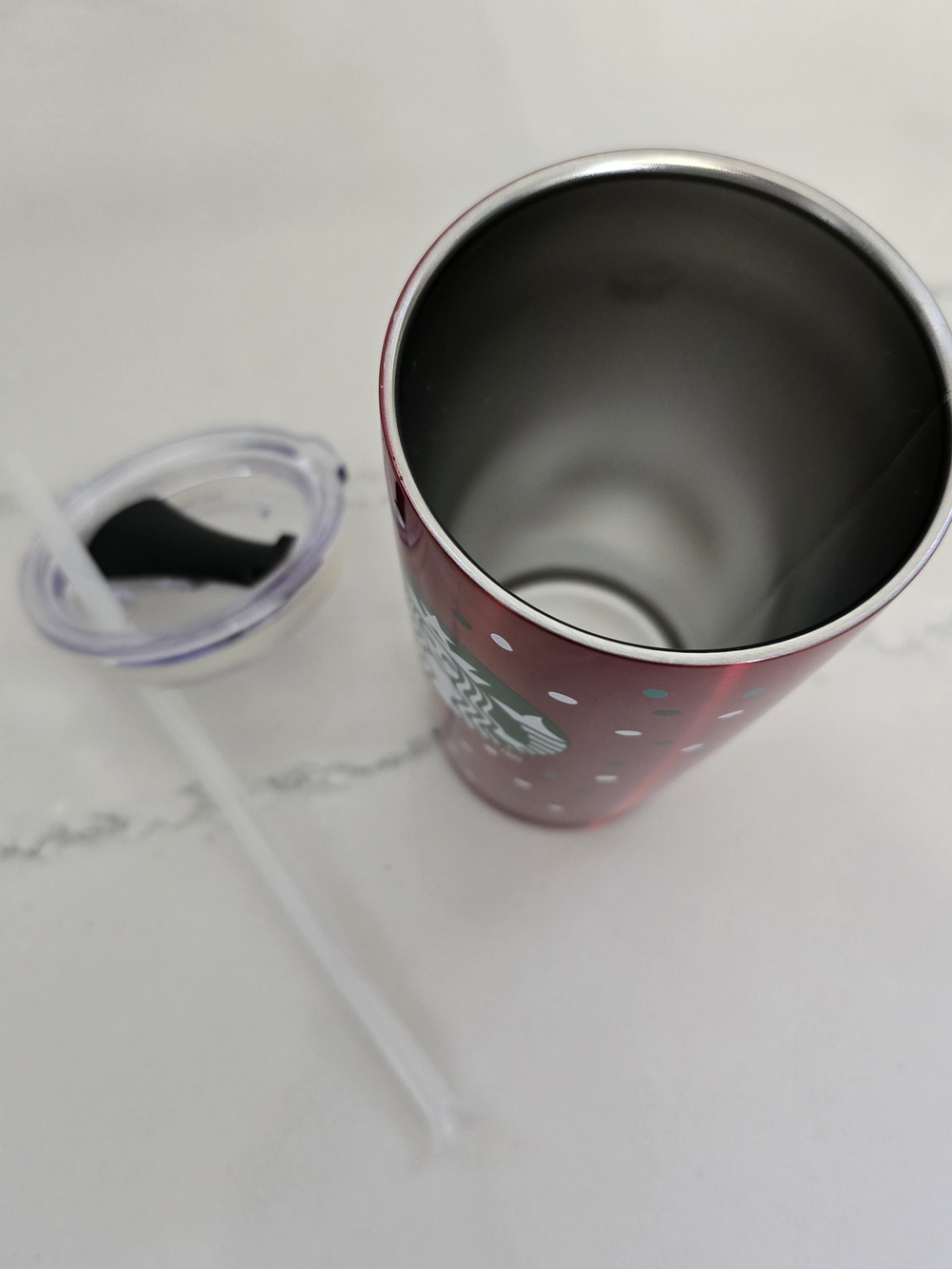 Starbucks Red Polka Dot Stainless Tumbler with Straw - Picture 3 of 3